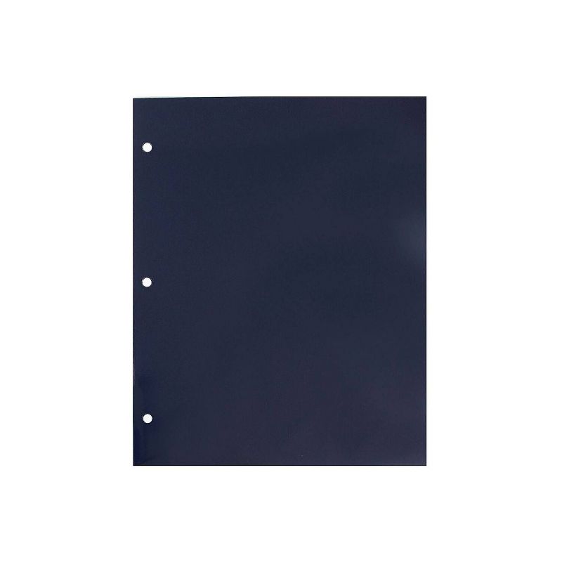 JAM Paper Laminated Glossy 3 Hole Punch Two-Pocket School Folders Navy Blue 385GHPNAC, 4 of 7