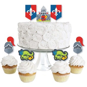 Big Dot of Happiness Calling All Knights and Dragons - Dessert Cupcake Toppers - Medieval Party or Birthday Party Clear Treat Picks - Set of 24 - 1 of 4