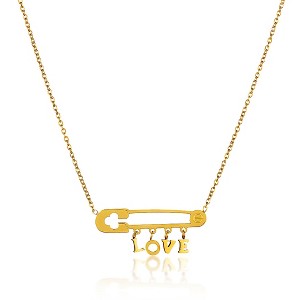 ELYA Women's Polished Love Safety Pin Stainless Steel Necklace - 1 of 4