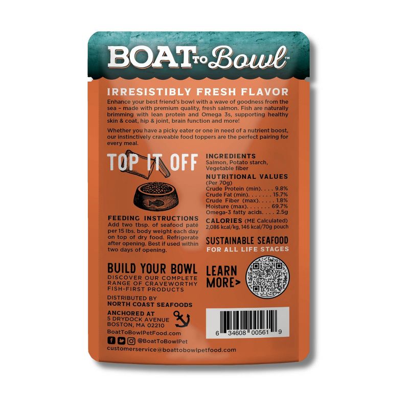 Boat To Bowl Salmon Flavor Food Topper Wet Cat and Dog Food - 2.46oz, 3 of 11