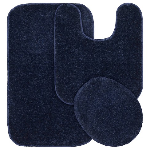 Gramercy 3pc Washable Bathroom Rug Set Navy - Garland Rug: Non-skid ...