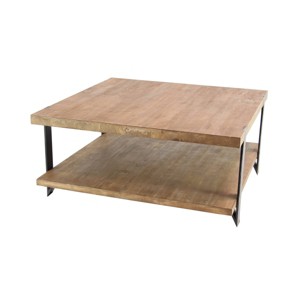 Industrial Wood Coffee Table Dark Brown - Olivia & May - 1 of 3