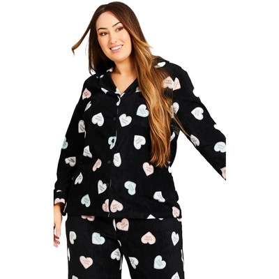 Avenue Women's Plus Size Button Up Fleece Top