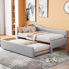 Twin Size Upholstered L-Shaped Daybed with Pop-Up Trundle, Beds Convertible to Larger Size, Wood Frame Space-Saving Style Bed-Baofuwish - 2 of 4
