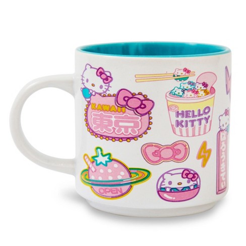 Silver Buffalo Hello Kitty kawaii Tokyo Allover Icons Ceramic Stacking Mug