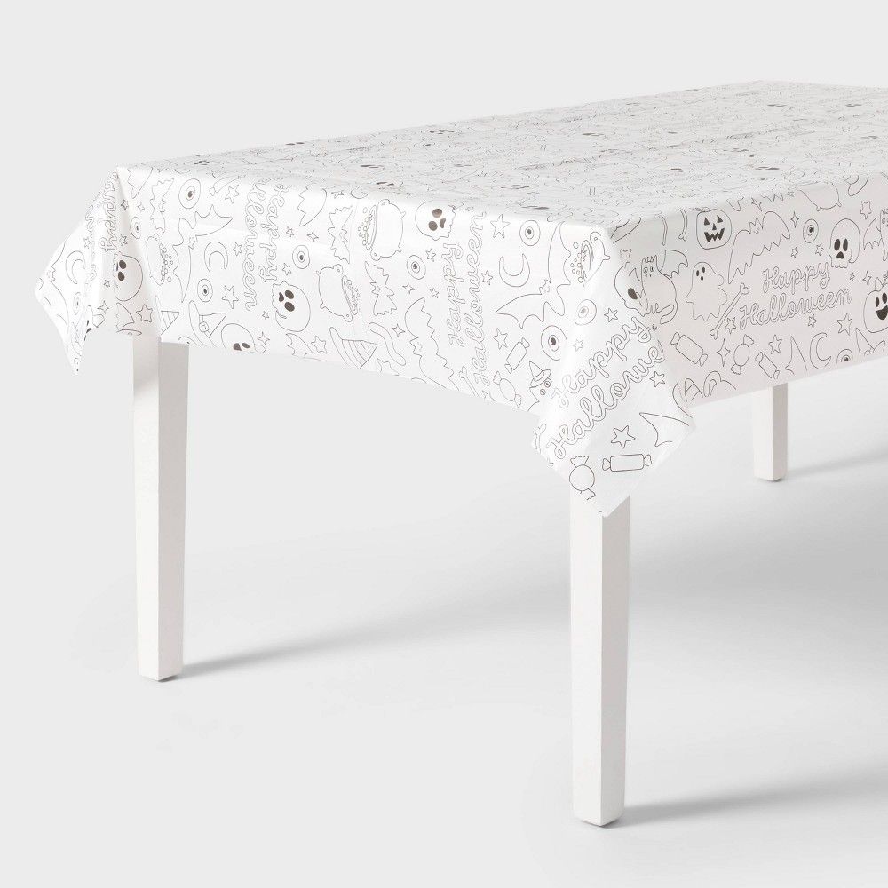 Halloween Color Your Own Table Cover Disposable White - Spritz™