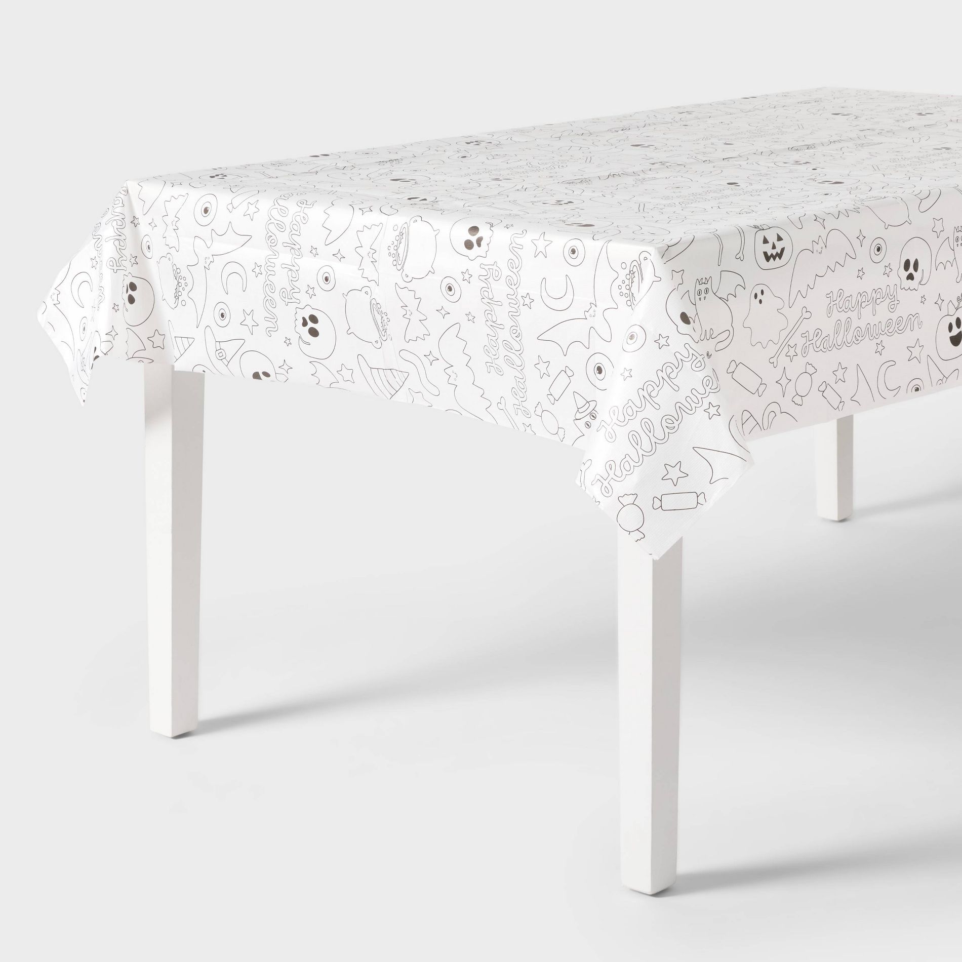 Halloween Color Your Own Table Cover Disposable White - Spritz™