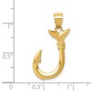 Black Bow Jewelry 14k Yellow Gold 3D Whale Tail Fishhook Pendant - 3 of 4