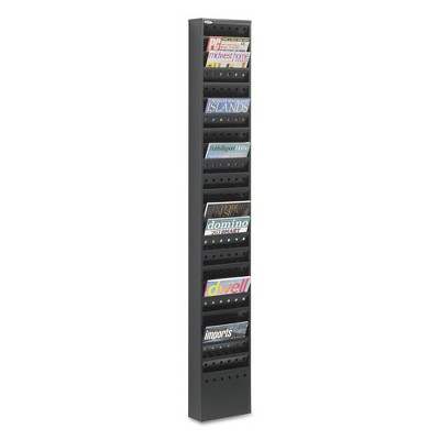 Steel Magazine Rack, 23 Compartments, 10w x 4d x 65.5h, Black Steel Magazine Rack, 23 Compartments, 10w x 4d x 65.5h, Black