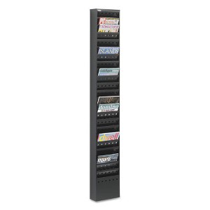 Safco Steel Magazine Rack, 23 Compartments, 10w x 4d x 65.5h, Black - 1 of 3