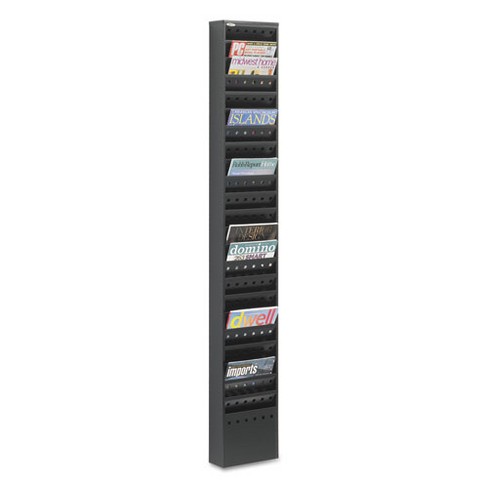 Safco Steel Magazine Rack, 23 Compartments, 10w x 4d x 65.5h, Black - image 1 of 3