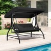 Costway 3-Seat Patio Swing with Canopy with Removable Cushions & Side Pockets Stand Black/Gray/Red/Brown/Beige - 2 of 4