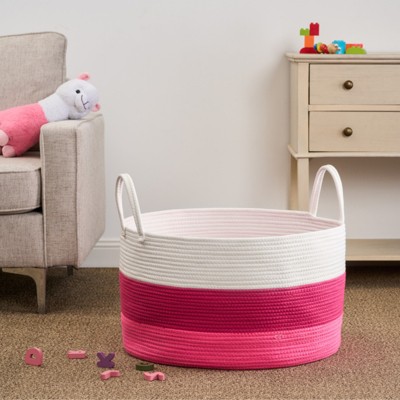 ALEXOUN 20x13IN Natural Cotton Rope Laundry Basket - Soft, Durable & Spacious Storage Hamper for Laundry, Toys, Pillows - Sturdy Handles