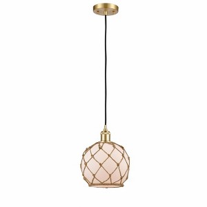 Farmhouse Rope - 1 Light Cord Hung Mini Pendant In Industrial Style-10 Inches Tall and 8 Inches Wide - 1 of 1