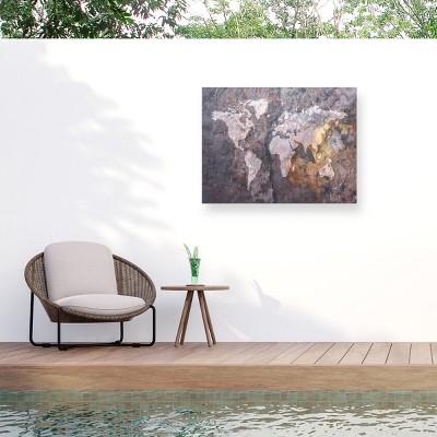 Michael Tompsett World Map - Rock Outdoor Canvas Art
