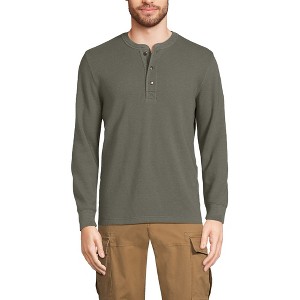 Lands' End Men's Long Sleeve Thermal Waffle Henley - 1 of 4