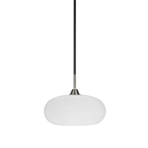 Toltec Lighting Paramount 1 - Light Pendant in  Matte Black/Brushed Nickel with 13" White Muslin Shade - 1 of 1