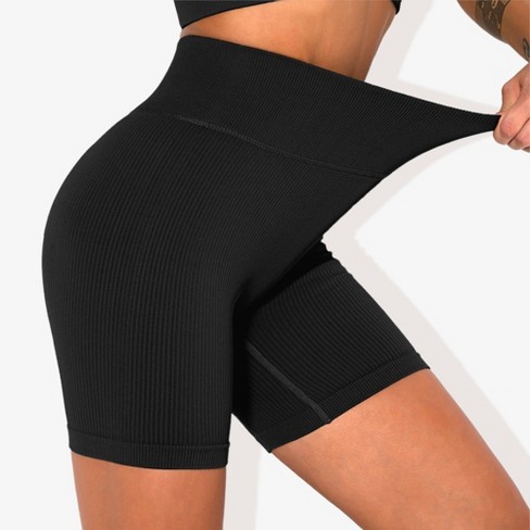 Anna kaci Women s High waisted Seamless Biker Shorts Ribbed Compression Yoga Workout Shorts For Fitness And Running Target