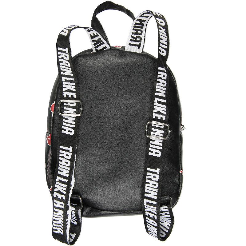 Naruto Akatsuki Sasuke Red Cloud Faux Saffiano Leather Mini Backpack Bag Black, 4 of 6