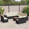 vidaXL 12 Piece Patio Sofa Set with Cushions Black and Cream Poly Rattan - 2 of 4