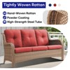 POCASSY 74" Wide Outdoor Wicker Patio Sofa with Cushions, All Weather Yellow Wicker Furniture Sofa 3 Seater Couch for Porch, Deck, Balcony - 4 of 4