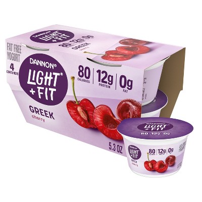 Light + Fit Nonfat Gluten-Free Cherry Greek Yogurt - 4ct/5.3oz Cups