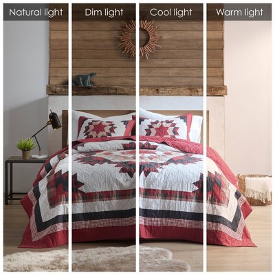 King Red Cotton Quilt Set with Medallion Design