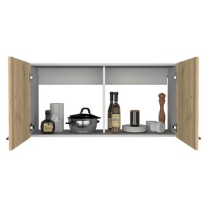VYNXARIA 19" Wall Cabinet with Two Doors and Two Internal Shelves in White and Light Oak ¨C Perfect for Kitchen Organization - 1 of 4