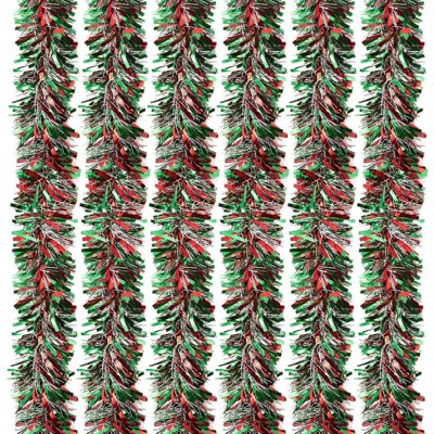 6-Pack Multicolor Christmas Tinsel Garland Decoration