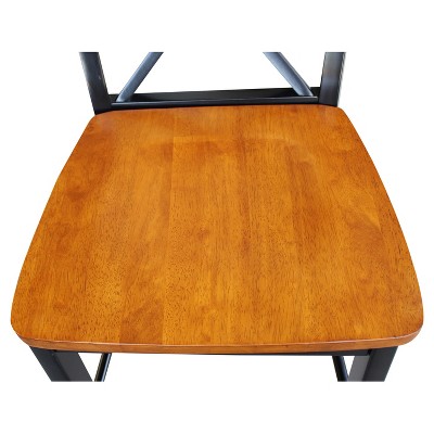24" Black and Cherry Solid Wood X-Back Counter Stool