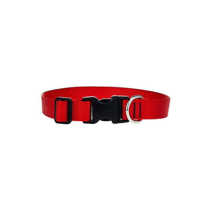 Lupine Pet Basic Solids Red Red Nylon Dog Adjustable Collar, 1 of 2