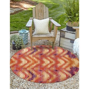 Unique Loom    Outdoor Modern Aztec Area Rug - 1 of 4