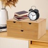 YIYIBYUS Bamboo Desk Organizer Drawers, Tabletop Storage Organization Box - 3 of 4