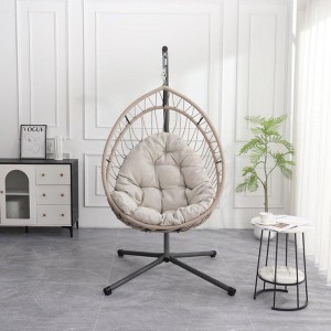 NAYSAYE Patio Swing Egg Chair with Stand Cushion and Pillow for Backyard and Living Room Relaxation, Light Gray, 32.5"*24.4"*57.6" - 1 of 4