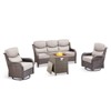 4 Piece Patio Furniture Set with Fire Pit Table, 2 x Swivel Rocker Chair, 1 x 3-Seat Sofa, 5 Seats Outdoor Conversation Set for Lawn Garden Backyard - 2 of 4