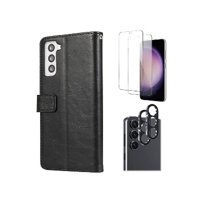 SaharaCase Samsung Galaxy S23 Protection Bundle Folio Wallet Case with Tempered Glass Screen and