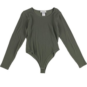 Hippie Rose Womens Ribbed Solid Pattern Bodysuit Jumpsuit, Green, X-Large - 1 of 2