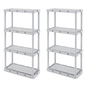 Gracious Living 4-Shelf Tier Plastic Resin Multi-Purpose Light Duty Indoor Garage Storage Organizer Shelves - 1 of 4