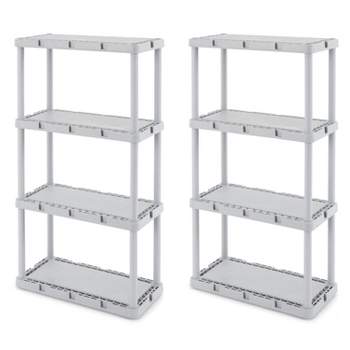 Gracious Living Knect-A-Shelf Fixed Height 4 Tier Storage System Unit Light Duty for Home, Garage, and Laundry Room, 24 x 12 x 48, Gray (2 Pack)