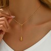 Dainty Cross Drop Y-Shaped Necklace: 18K Gold Plated Minimalist Lariat with Beaded Chain, Everyday Elegant Jewelry - 2 of 4