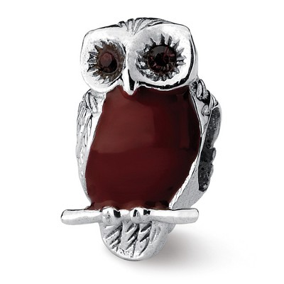 Black Bow Jewelry Sterling Silver, CZ and Enamel Wise Owl Bead Charm
