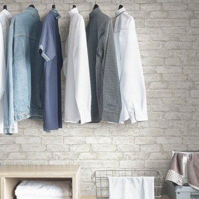 White Textured Brick Peel and Stick Wallpaper Roll