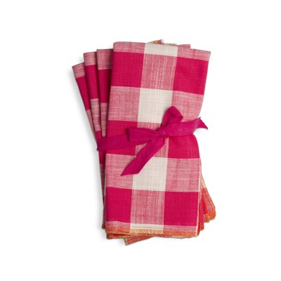 tagltd Gingham Napkins Set Of 4 Cotton Plaid Design For Home Table Decor