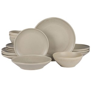 Gibson Elite Island Cove 16 Piece (Service for 4) Plates and Bowls Reactive Glaze Organic Round Dishes Stoneware Ceramic Dinnerware Set - 1 of 4