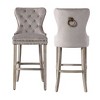 WestinTrends 29" Tufted Upholstered Velvet Bar Stool with Metal Footrest (Set of 2) - 3 of 4