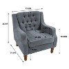 Mid-Century Modern Accent Chair with Nailhead Trim, Comfy Reading Chair Button Tufted Upholstered Armchair with Solid Wood Legs - ModernLuxe - 3 of 4