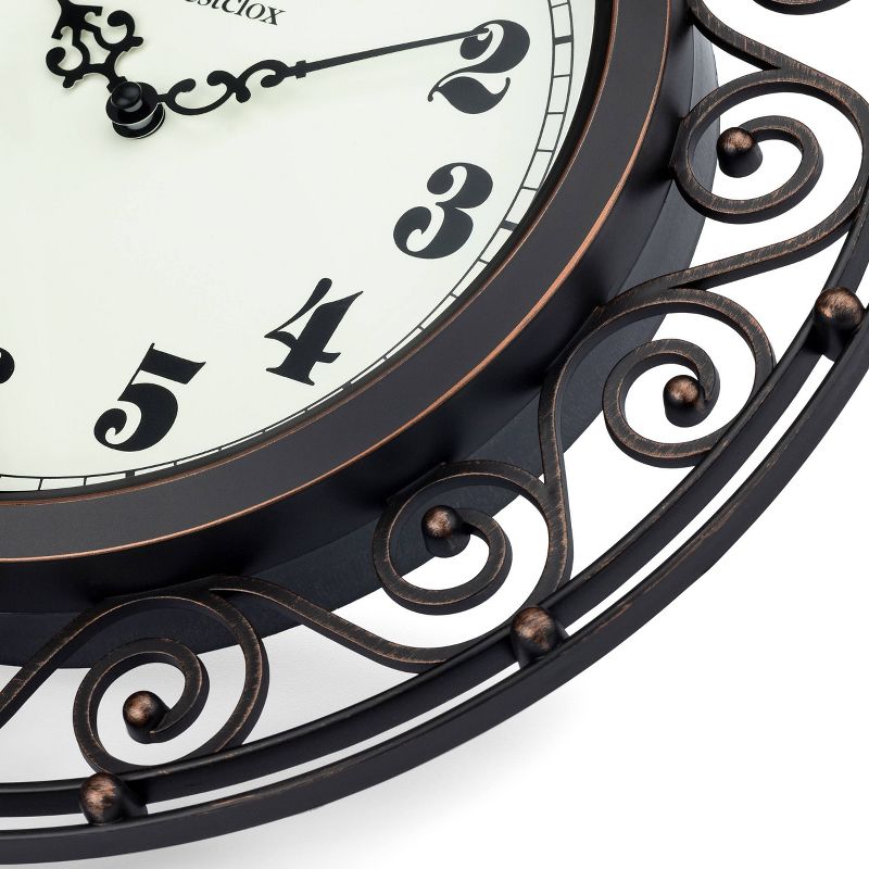 12&#34; Wrought Iron Style Round Wall Clock Black/Bronze-Westclox, 4 of 11