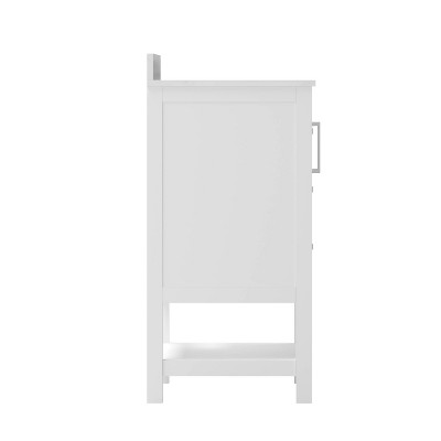 Vivien 42" White Composite Bathroom Vanity with Carrara Marble Top