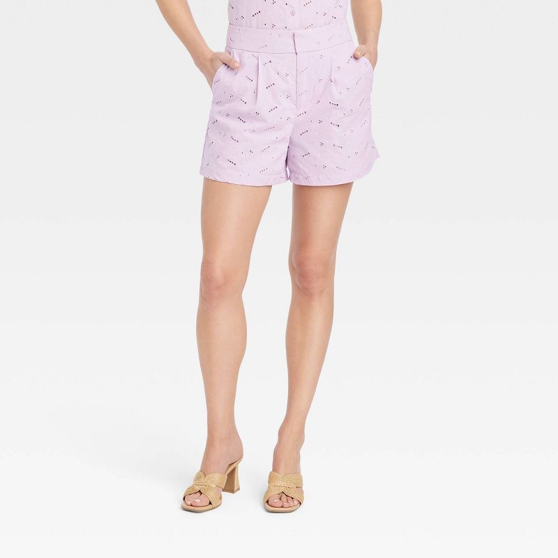  Women's High-Rise Eyelet Shorts - A New Day™, 1 of 11