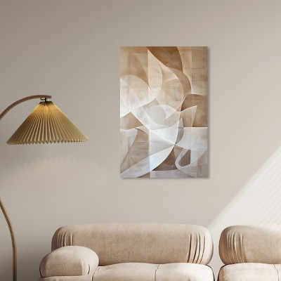 Art Remedy Beige and White Abstract Canvas Wall Art, 24" x 36"